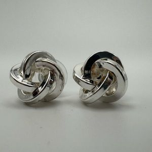Vintage silver tone knot studs earrings